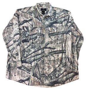Mens Browning Mossy Oak Treestand Camouflage Button-Down Hunting Shirt Size 2XL